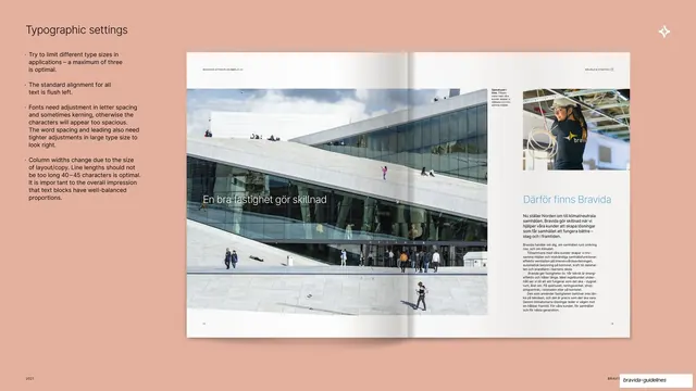 Typographic settings on a print spread