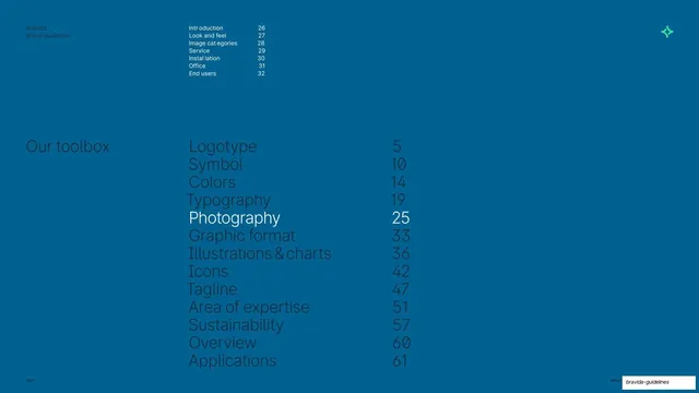 Photography section contents on blue