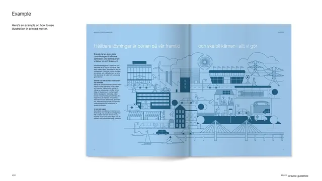 Illustration in printed spread example