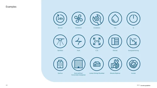 Service icon set (grid of 15)