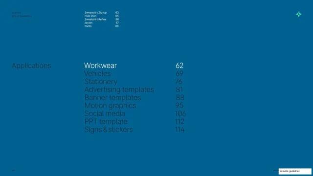 Applications sub-contents, Workwear highlighted