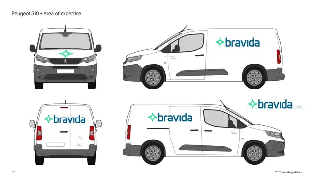Peugeot van livery with area of expertise