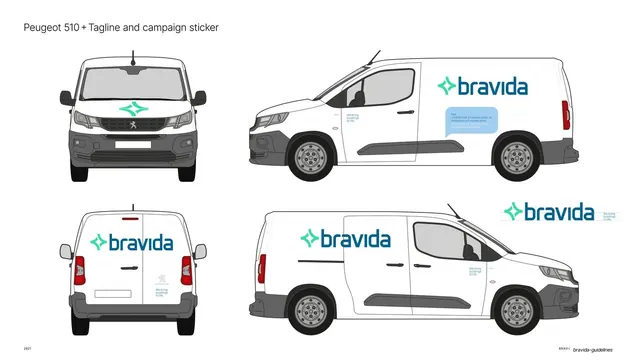 Peugeot van livery with tagline and campaign sticker