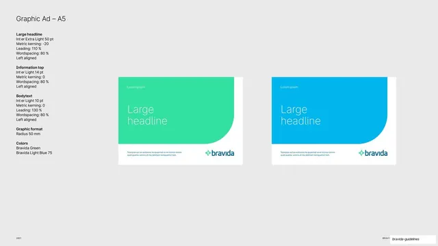 A5 graphic ad color spec, minimal, corporate-clean, light