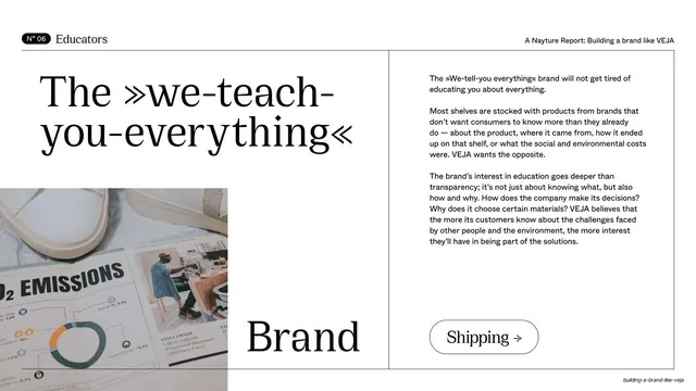 The we-teach-you-everything brand" four-quadrant text and photo grid, editorial, swiss, light