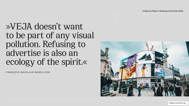 Refusing to advertise" serif quote with Piccadilly photo, editorial, swiss, muted