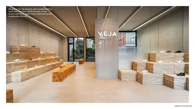 VEJA store interior full-bleed photo, editorial, photographic, earthy