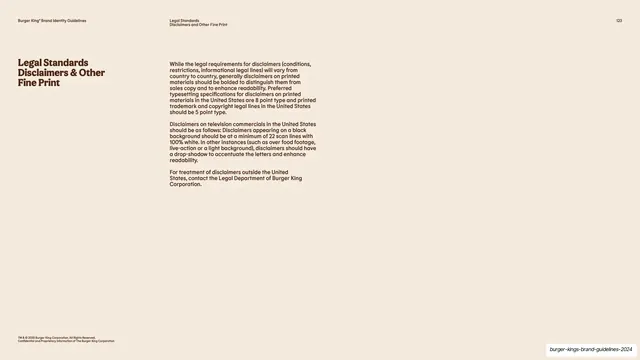 Legal Standards disclaimers fine print