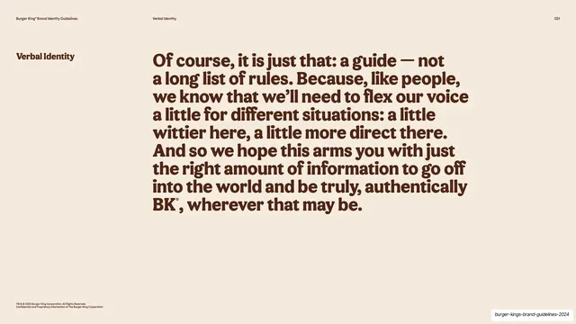 Verbal Identity "a guide not rules" statement