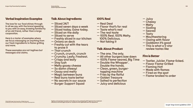Verbal inspiration examples four-column message lists