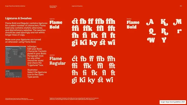 Ligatures and swashes specimen