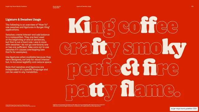Ligature and swash usage examples, editorial, retro, vibrant