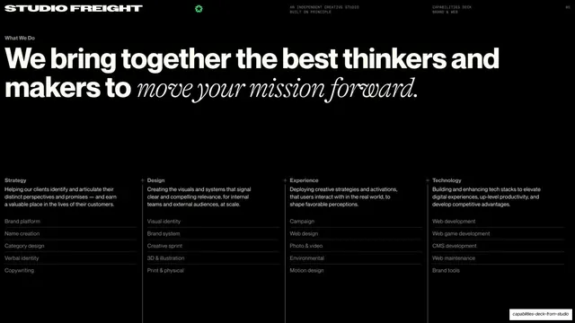 What We Do services matrix