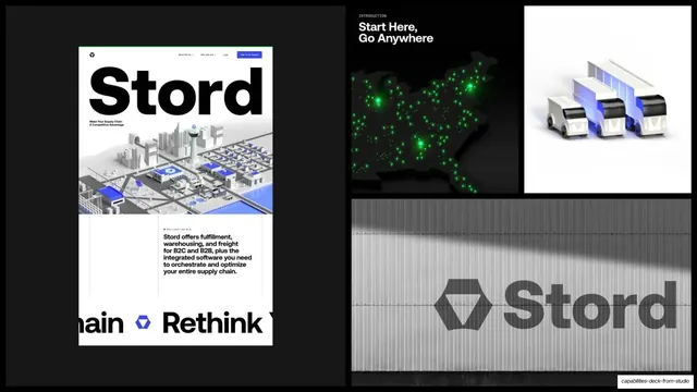 Stord identity grid (website, render, signage)