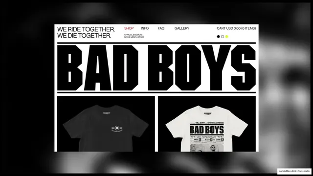 Bad Boys storefront hero and product grid