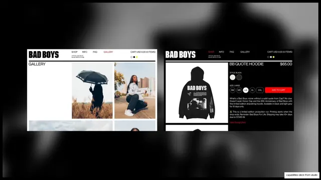 Bad Boys e-commerce gallery and product page