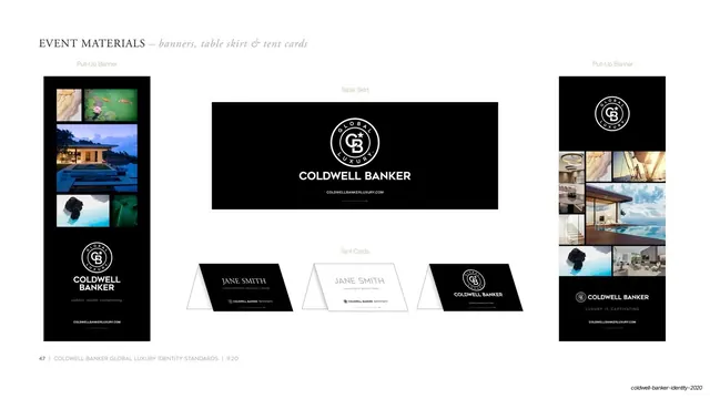 Event materials - banners, table skirt and tent cards