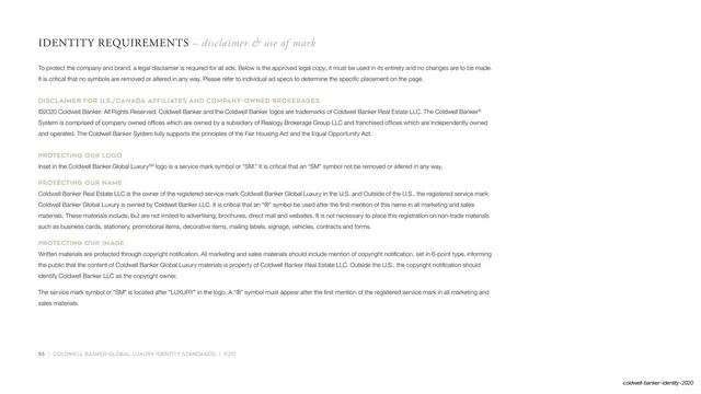 Identity requirements - disclaimer and use of mark