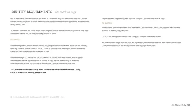 Identity requirements - the mark in copy