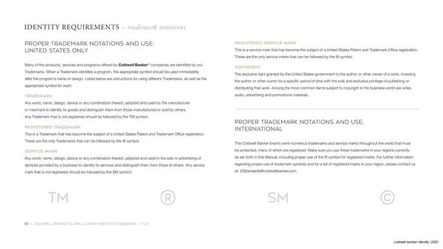 Identity requirements - trademark notations