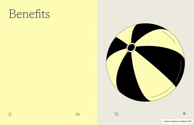 Benefits section divider with beach-ball illustration