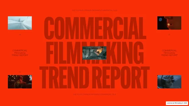 Commercial Filmmaking Trend Report cover, editorial, maximalist, vibrant
