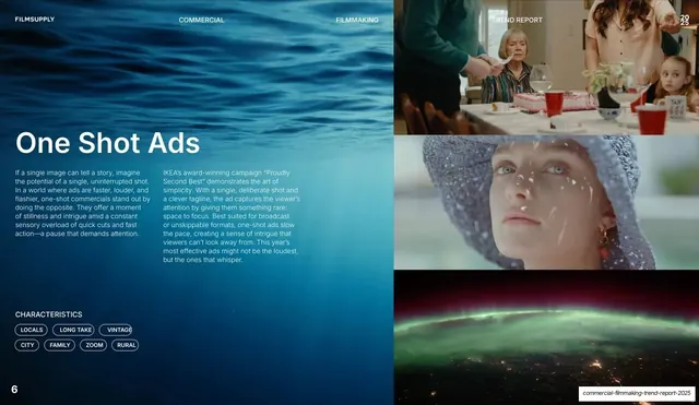 One Shot Ads trend, editorial, dark-mode, dark