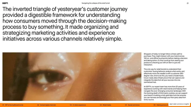 Customer 360 data hub statement with macro eye photo