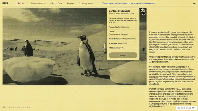 Content Credentials body with photo and UI card