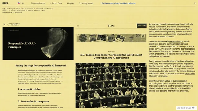 Responsible AI framework (browser screenshots + body)