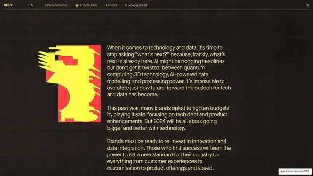 Reinvest in tech and data (yellow collage + body)