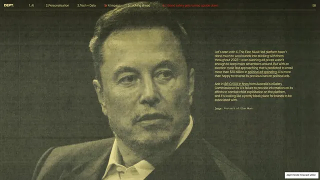 Elon Musk duotone portrait with body copy