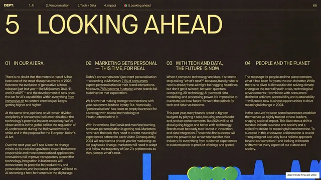 Looking Ahead chapter recap in four columns