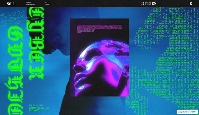 Cyber Gothic portrait with code overlay