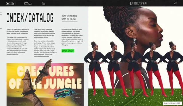 Index/Catalog trend section opener, editorial, swiss, light