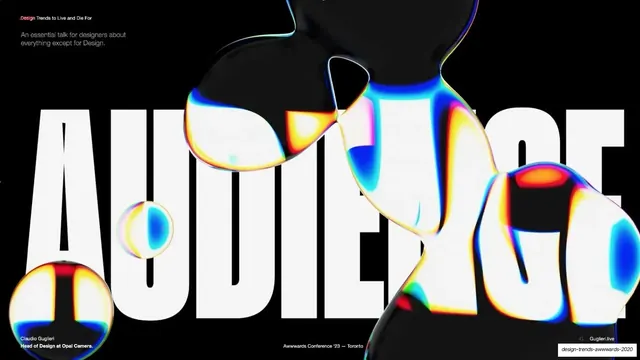AUDIENCE chrome-bubble section, 3d-render, editorial, dark
