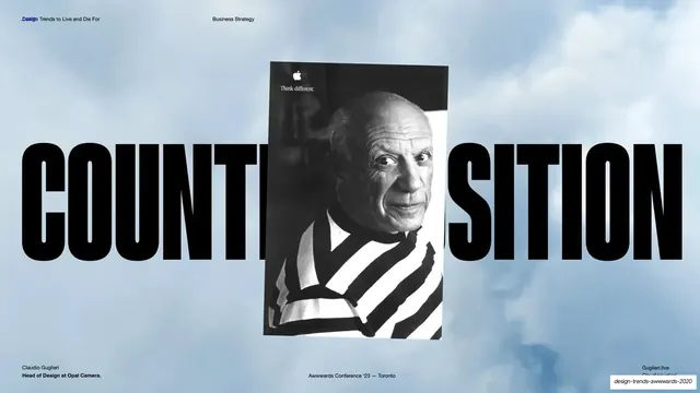 COUNTERPOSITION with Think Different Picasso, editorial, minimal, cool