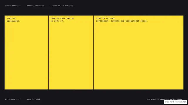 Time to disconnect, fail, play (three panels), minimal, swiss, dark