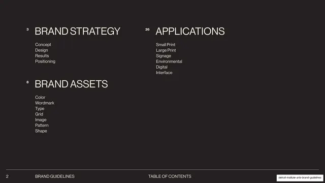 Table of contents, editorial, minimal, dark