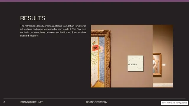 Results with gallery wall label, editorial, minimal, dark
