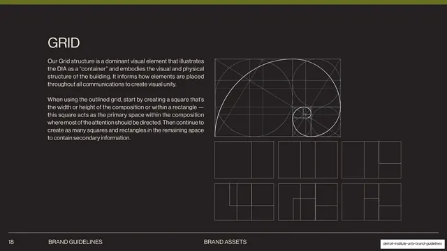 Grid golden rectangle system, editorial, minimal, dark