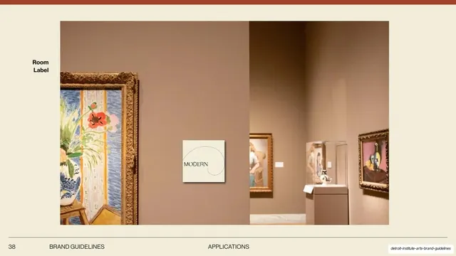 DIA room label application, editorial, minimal, light