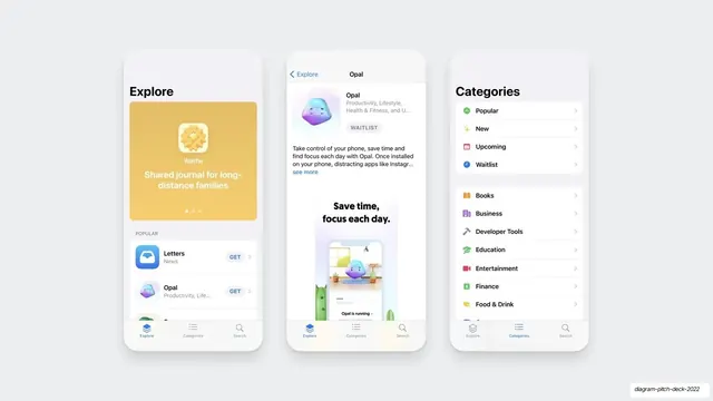 Opal App Store mockups, light-mode, photographic, light