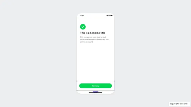 Auto-layout card with primary button mockup