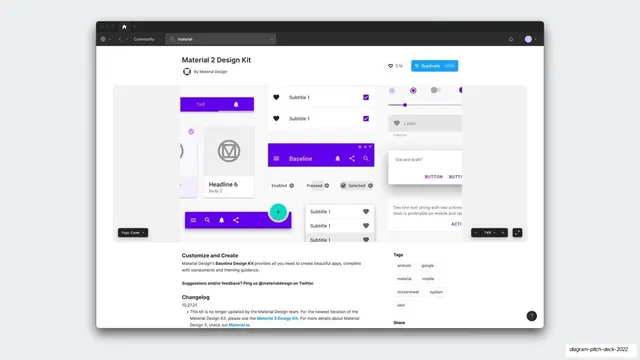 Material 2 Design Kit community screenshot, minimal, light-mode, light