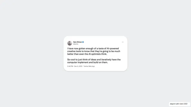 Sam Altman tweet endorsement card, minimal, light-mode, light