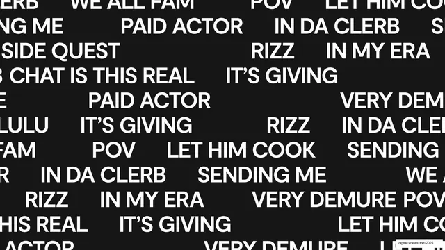 Cultural lingo type wall, dark-mode, editorial, dark