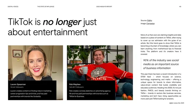 TikTok beyond entertainment creator cards