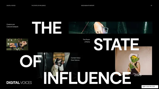 Digital Voices: The State of Influence 2025, editorial, swiss, dark