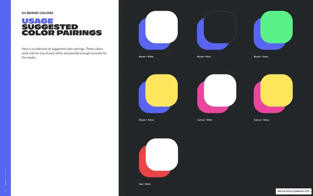 Suggested color pairings